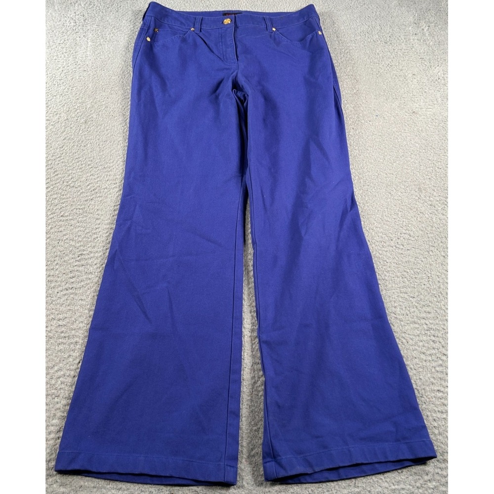 Escada Pants Womens 30x27 Blue Khaki Flared Leg Workwear Utility Bell Bottom